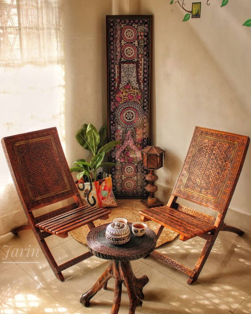 Intimate Seating Area with Ethnic Accents

