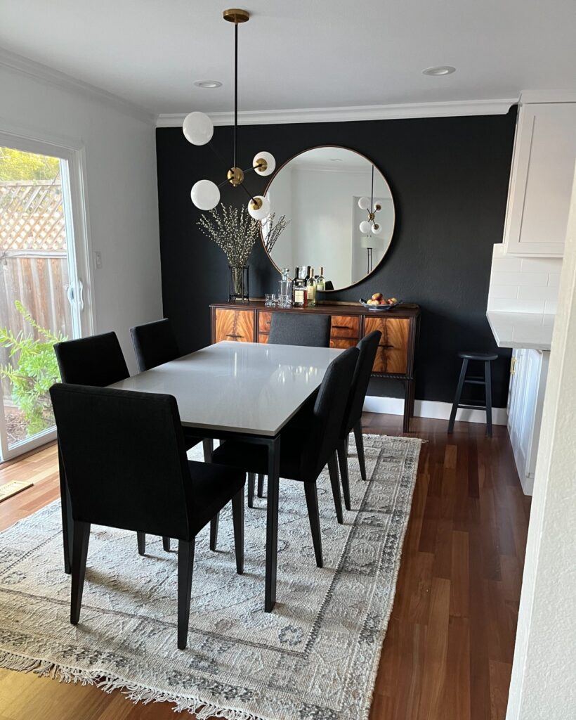 Modern Contrast in a Dining Space
