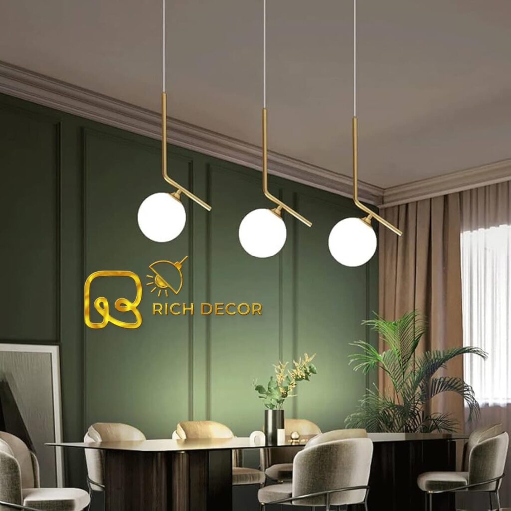 Modern Dining Area with Minimalist Pendant Lighting


