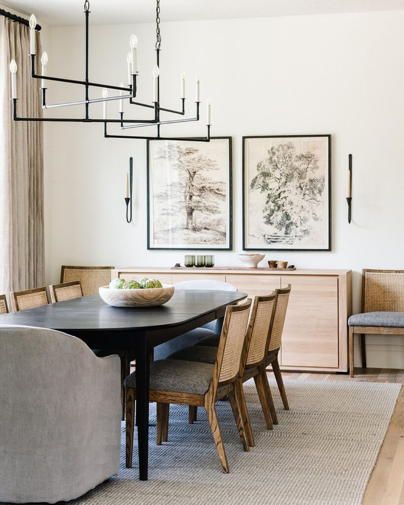 Modern Farmhouse Dining Room with Natural Textures

