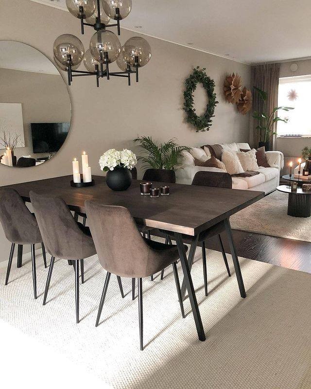 Modern Open-Plan Dining and Living Area with Cozy Atmosphere


