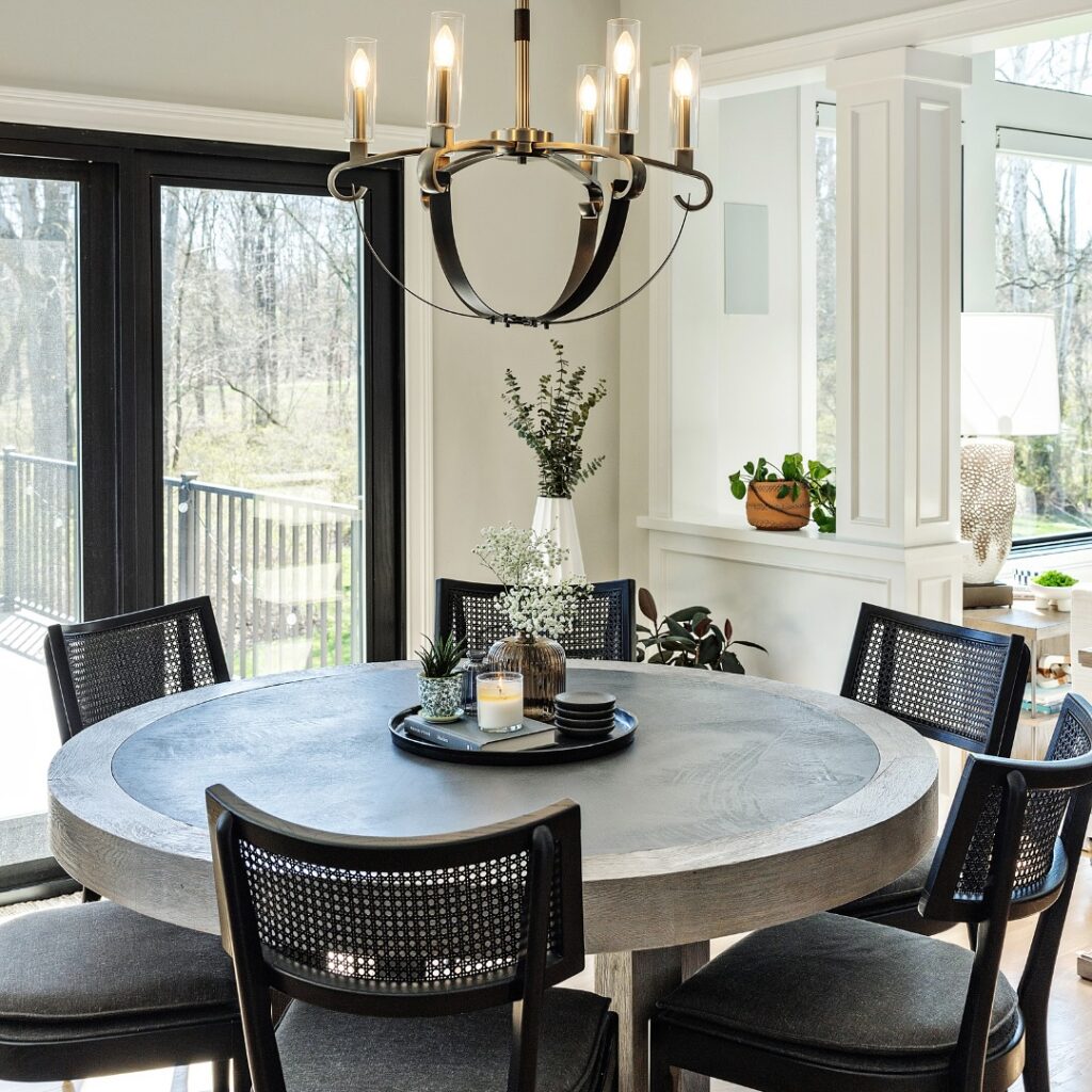 Modern Round Dining Area with Natural Views


