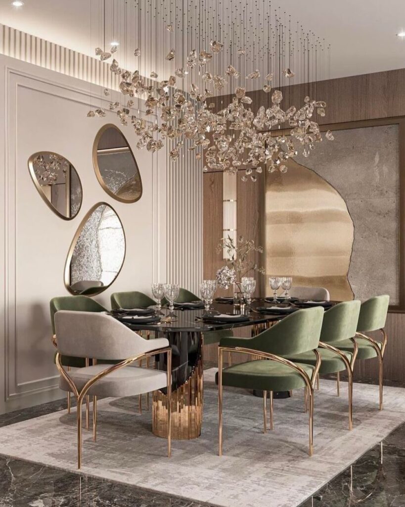 Opulent and Modern Dining Room Statement
