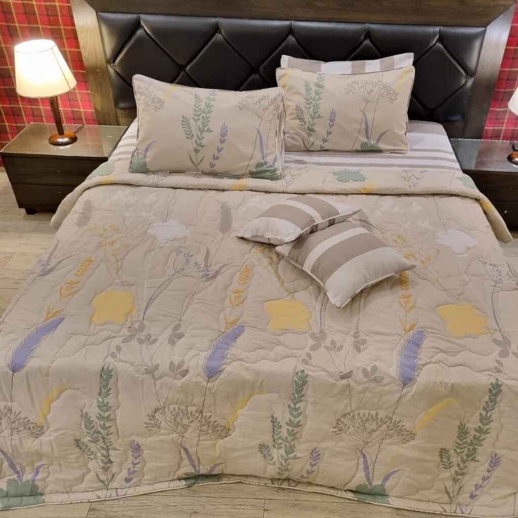 Serene Botanical Bedding in Neutral Tones

