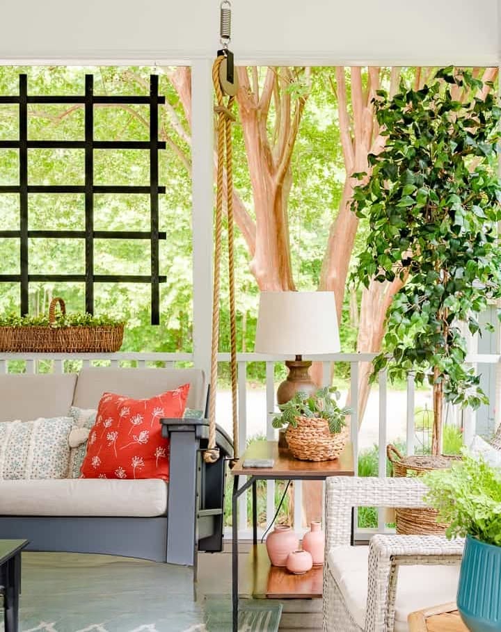 Serene Outdoor Porch with Swing

