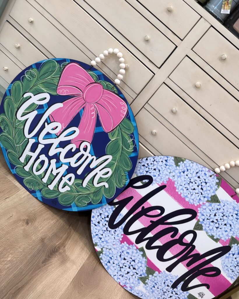 Set of Cheerful Welcome Door Hangers

