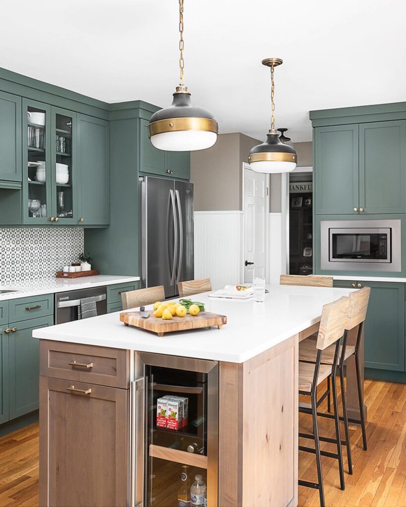 Stylish Green Kitchen with Modern Accents

