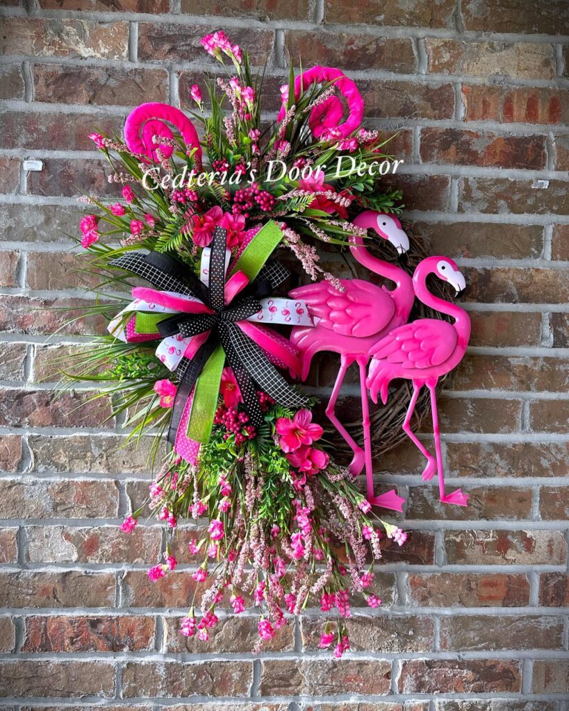 Tropical Flamingo Fiesta Wreath

