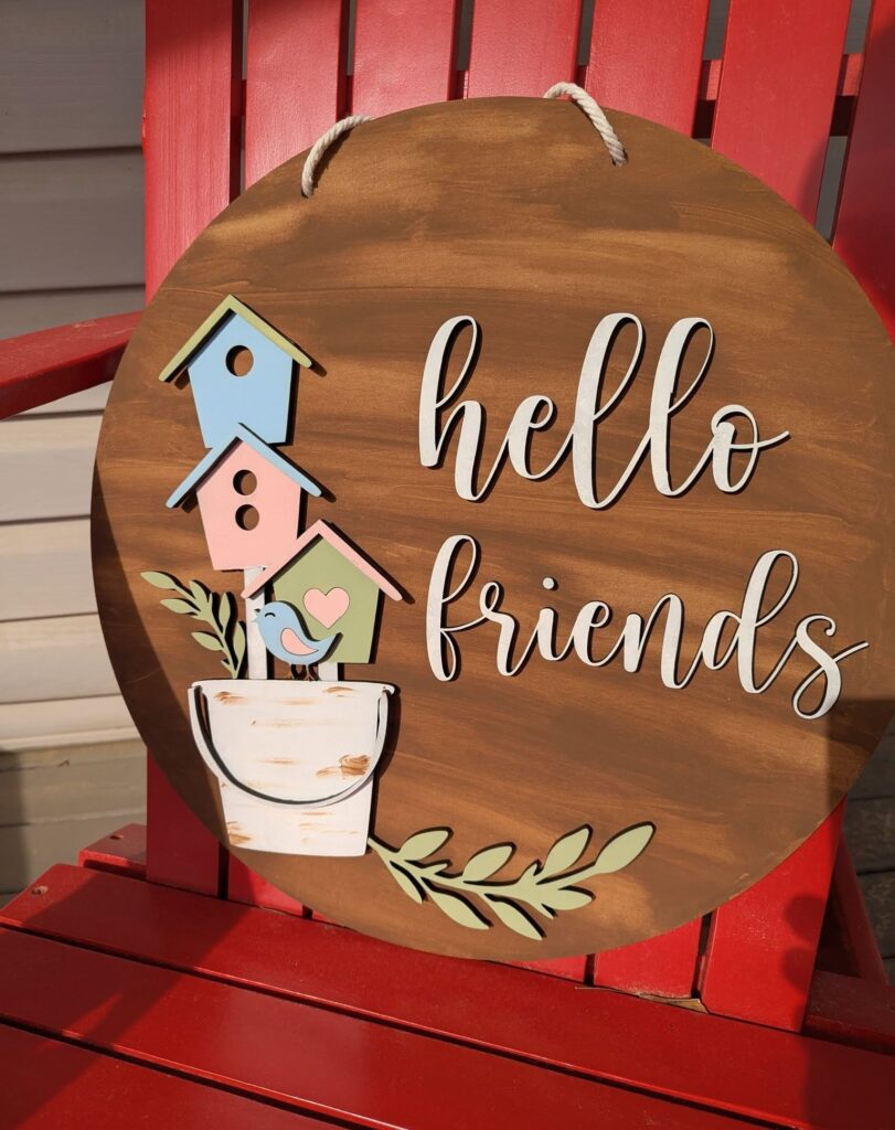 Warm Hello Friends Birdhouse Welcome

