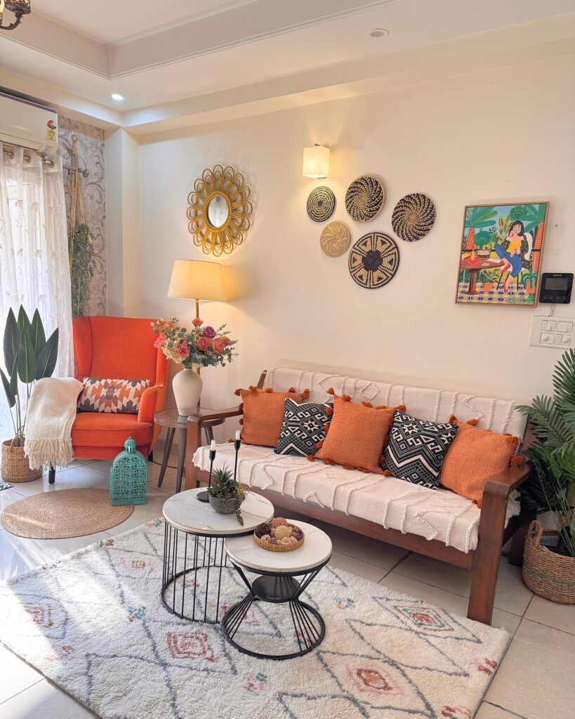 Warm and Eclectic Living Room

