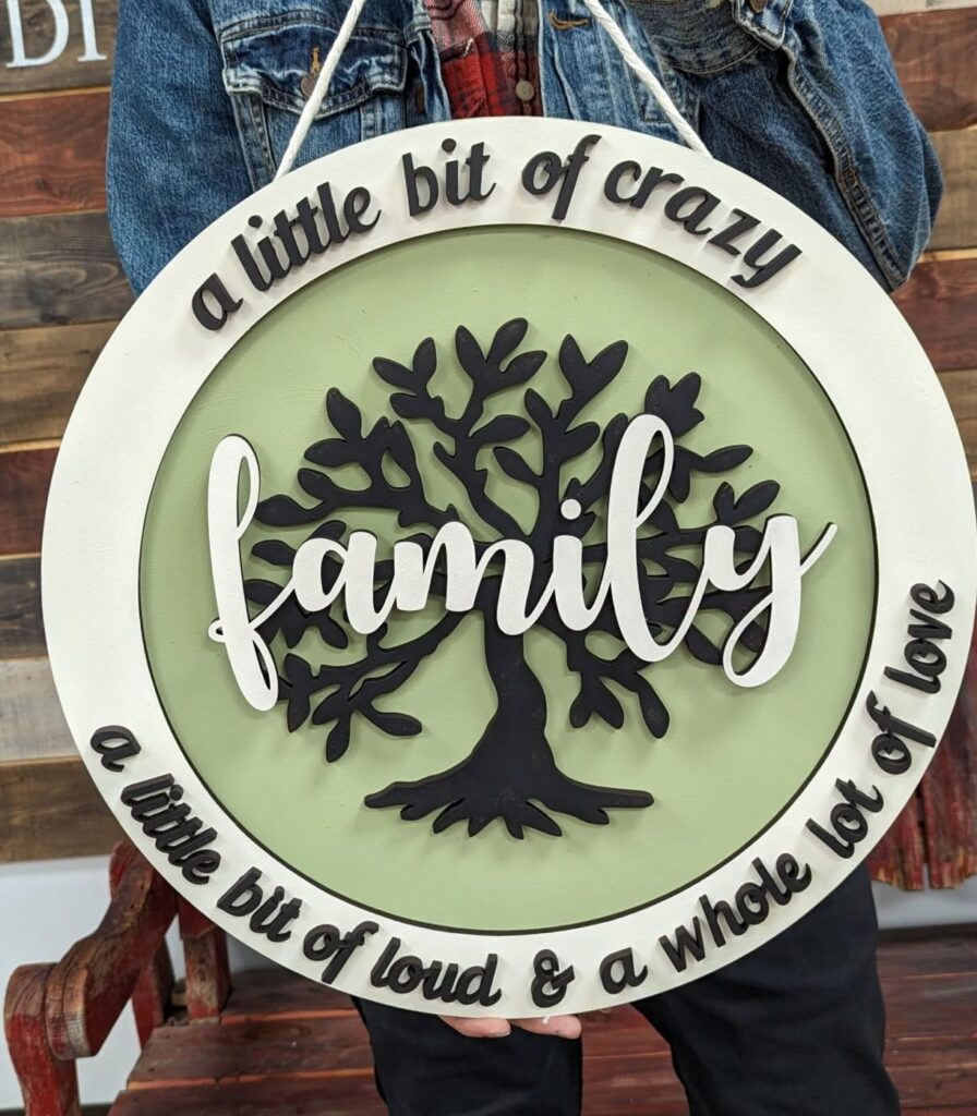 Whimsical Crazy Family Love Round Sign

