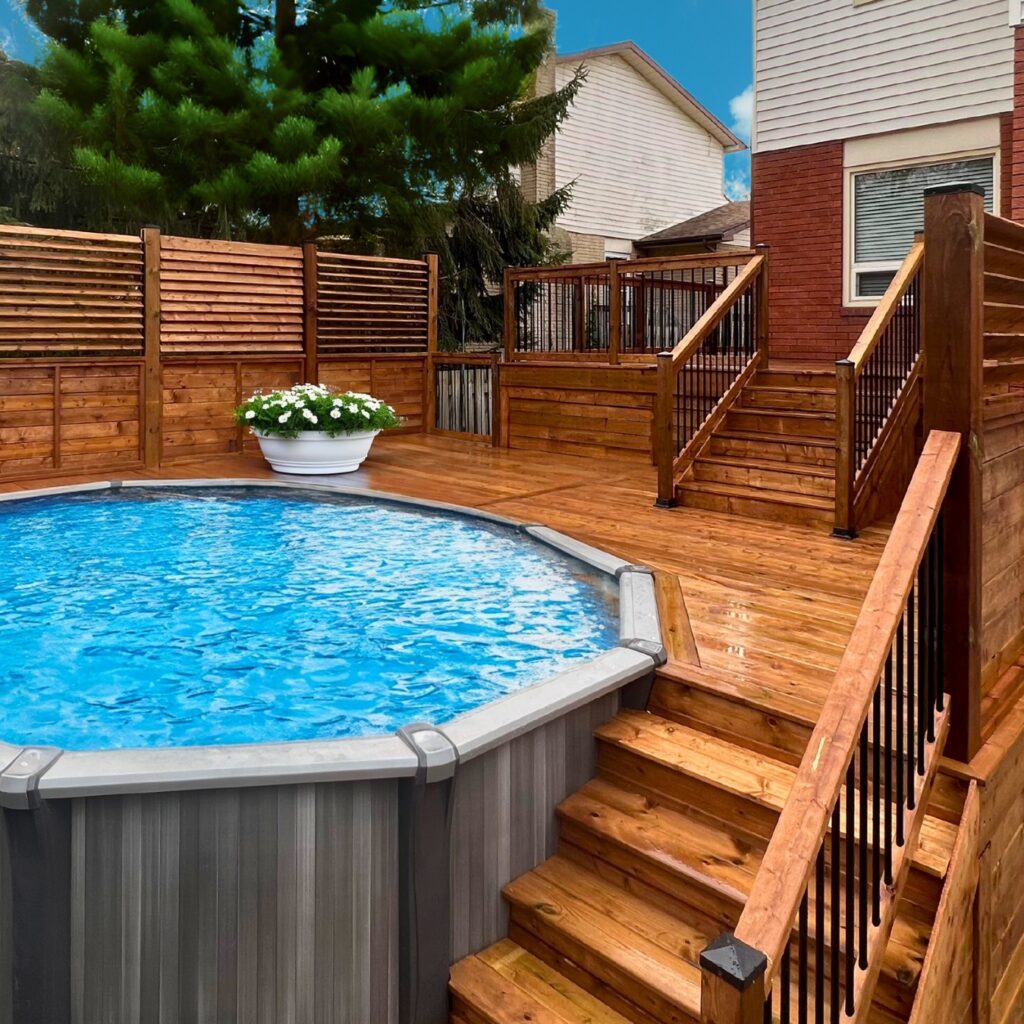 Above Ground Pool with Wooden Deck

