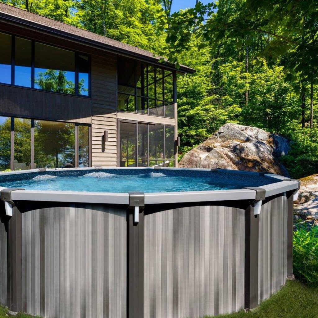 Backyard Oasis with Above Ground Pool and Spa

