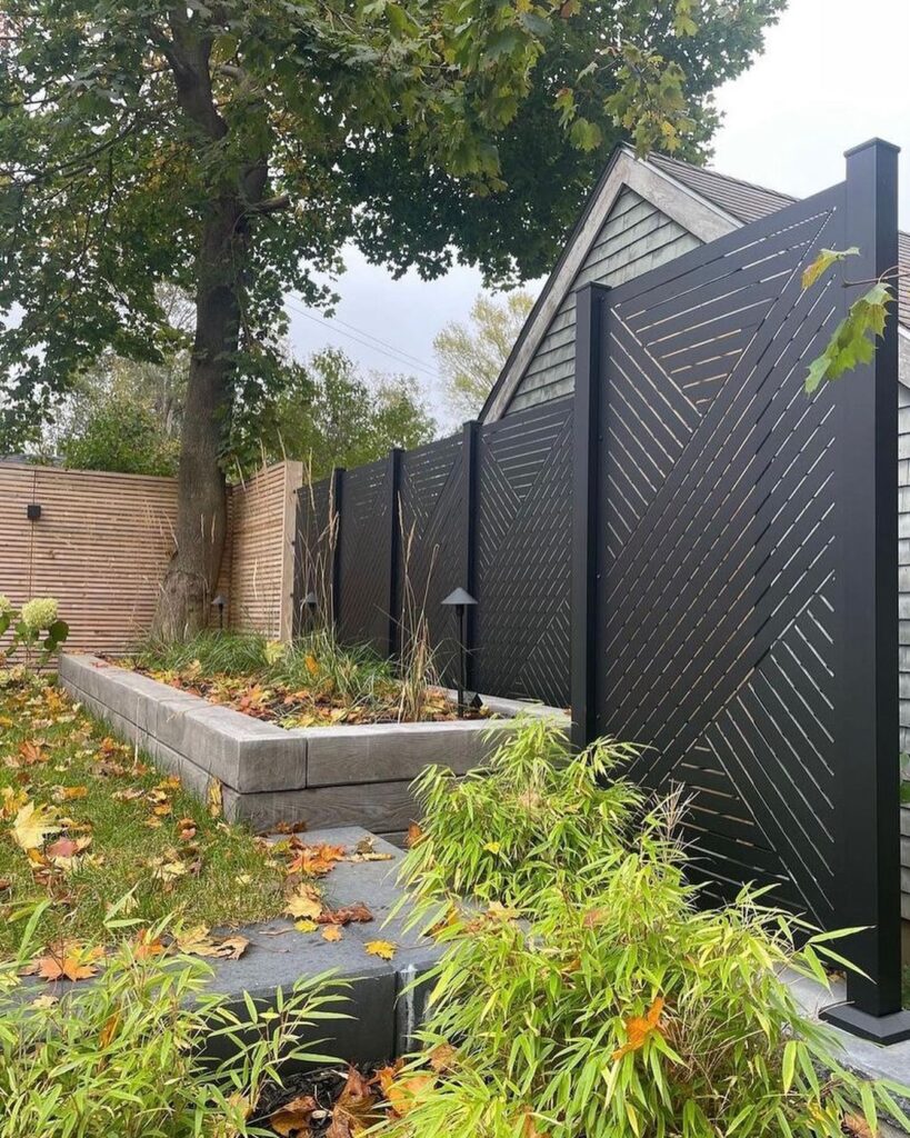 Black Metal Privacy Screen Modern Garden Design
