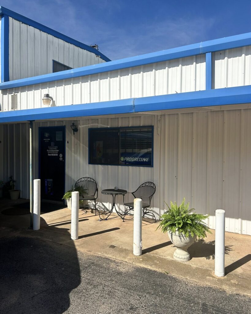 Business Entrance with Welcoming Fern
