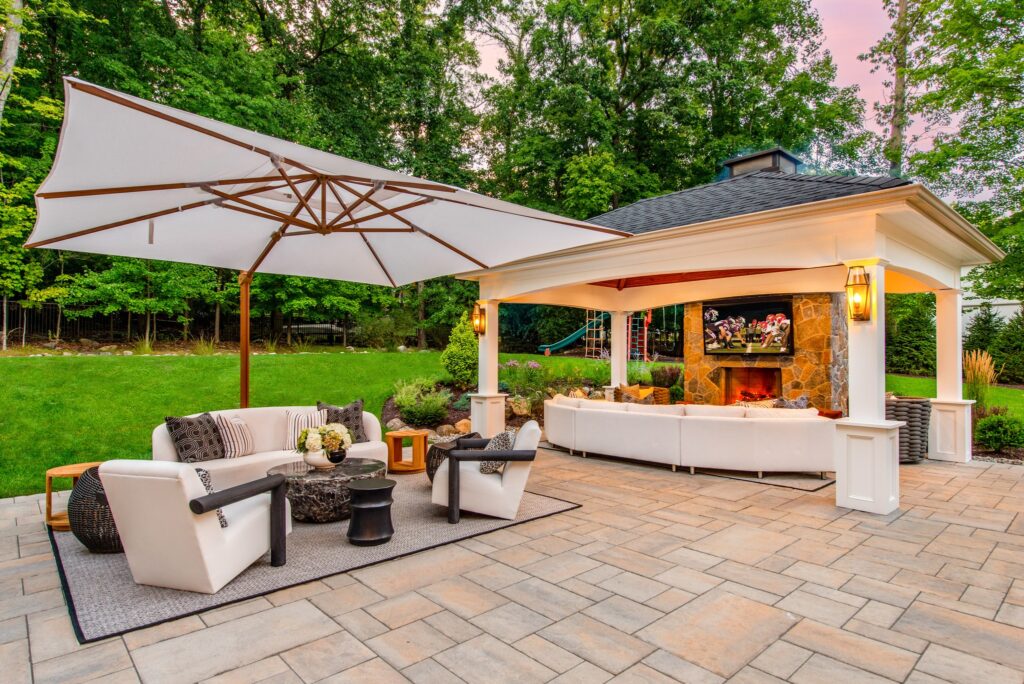 Elegant Outdoor Living with a Purple Leaf Parasol
