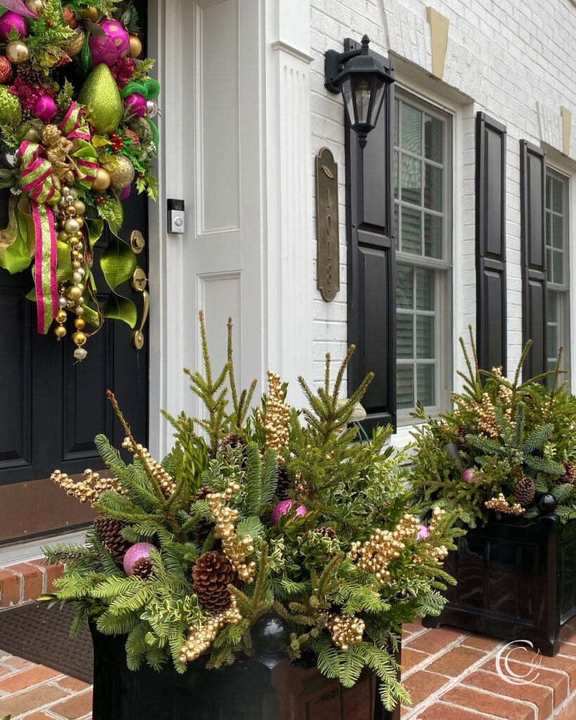 Elegant Winter Porch Display
