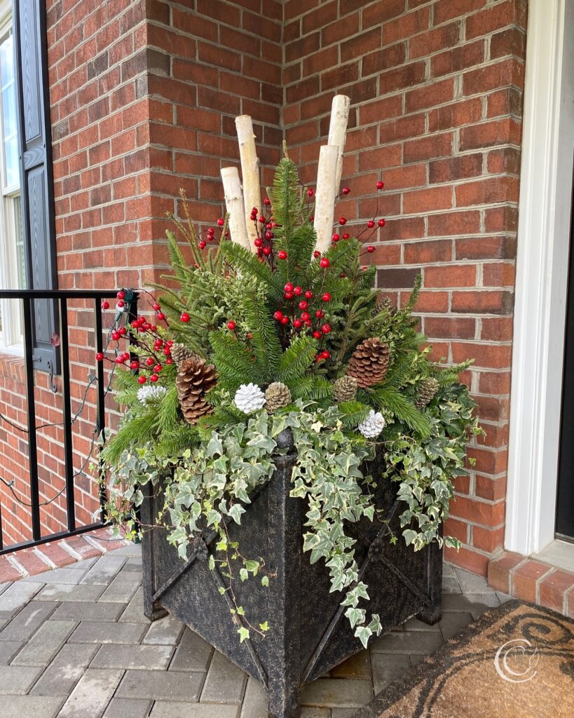 Festive Winter Porch Planter
