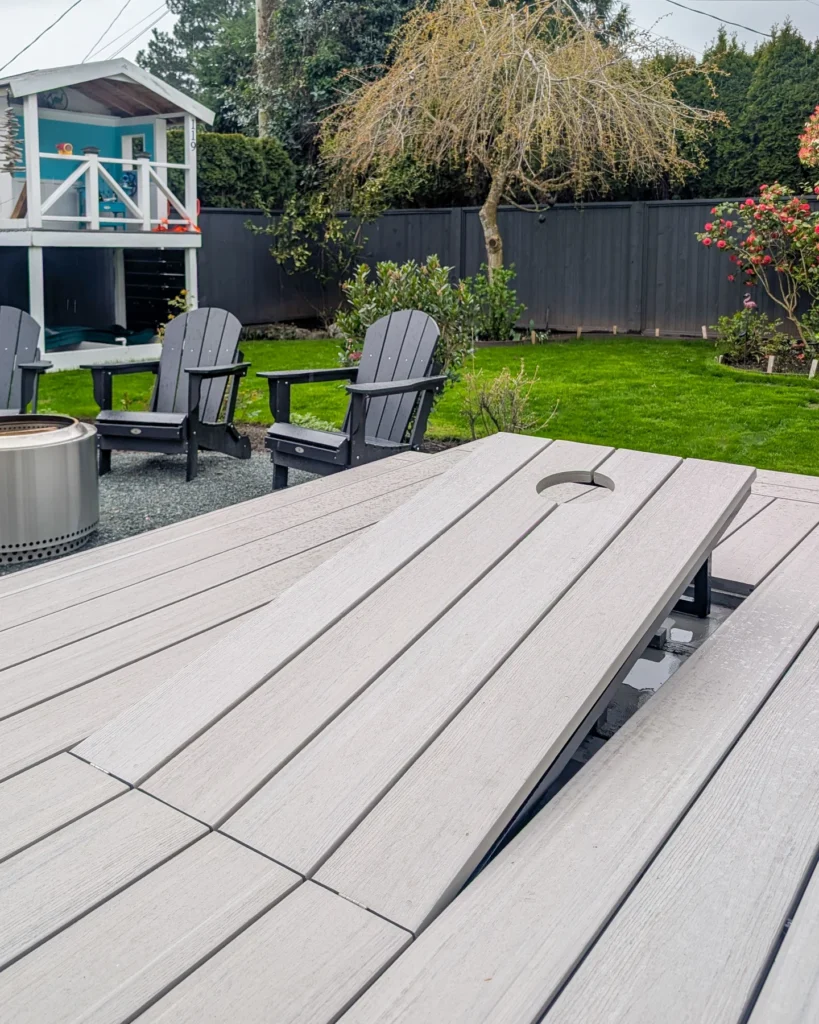 Modern Deck Design Outdoor Dining and Fire Pit
