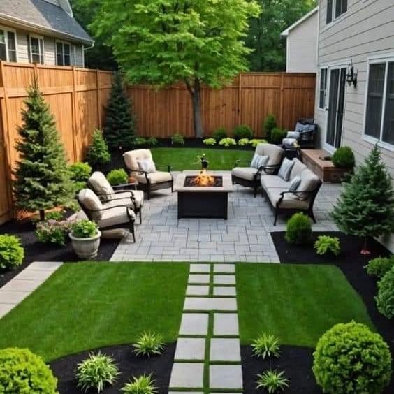 Modern Outdoor Living Space with Fire Pit
