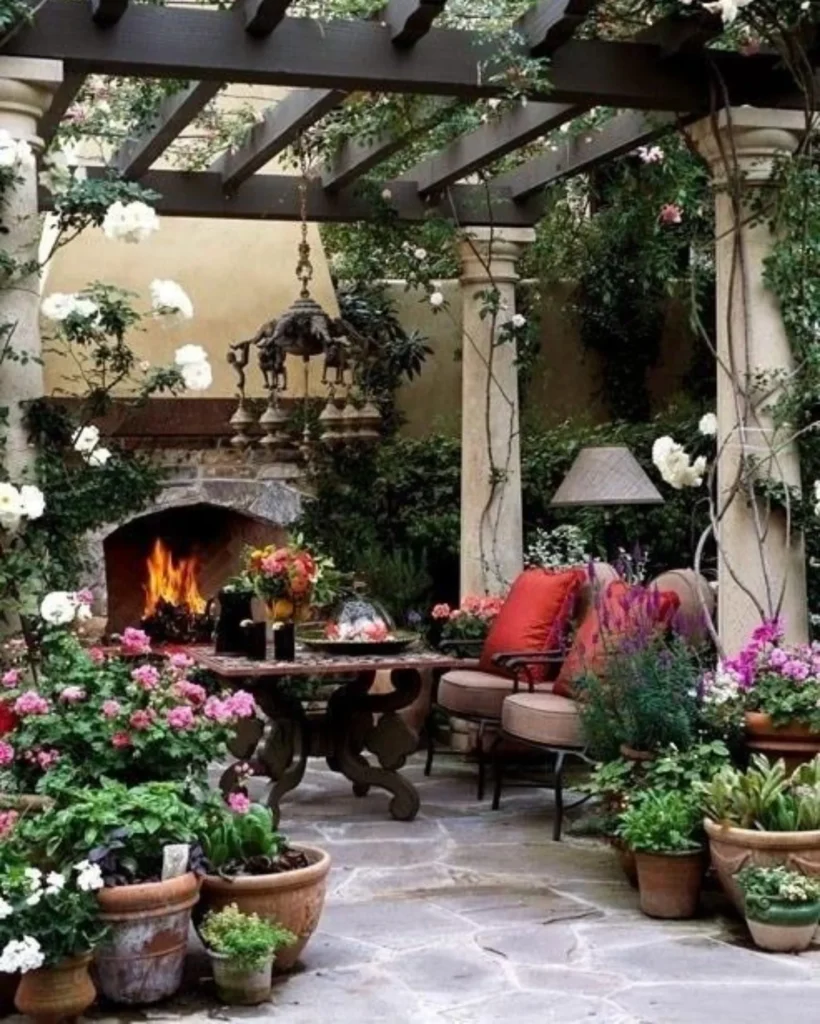Pergola Paradise A Lush Garden Fireplace Retreat
