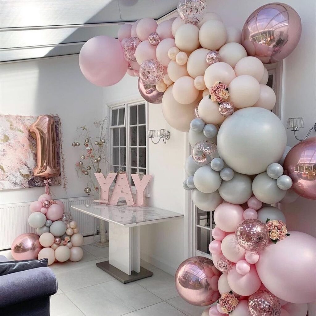 Rose Gold Radiance A Chic First Birthday Celebration
