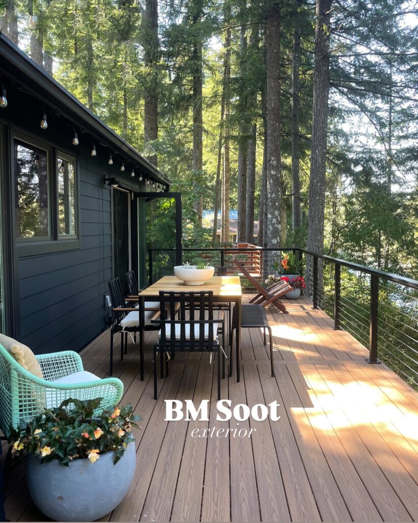 Secluded Deck Amidst Tall Pines

