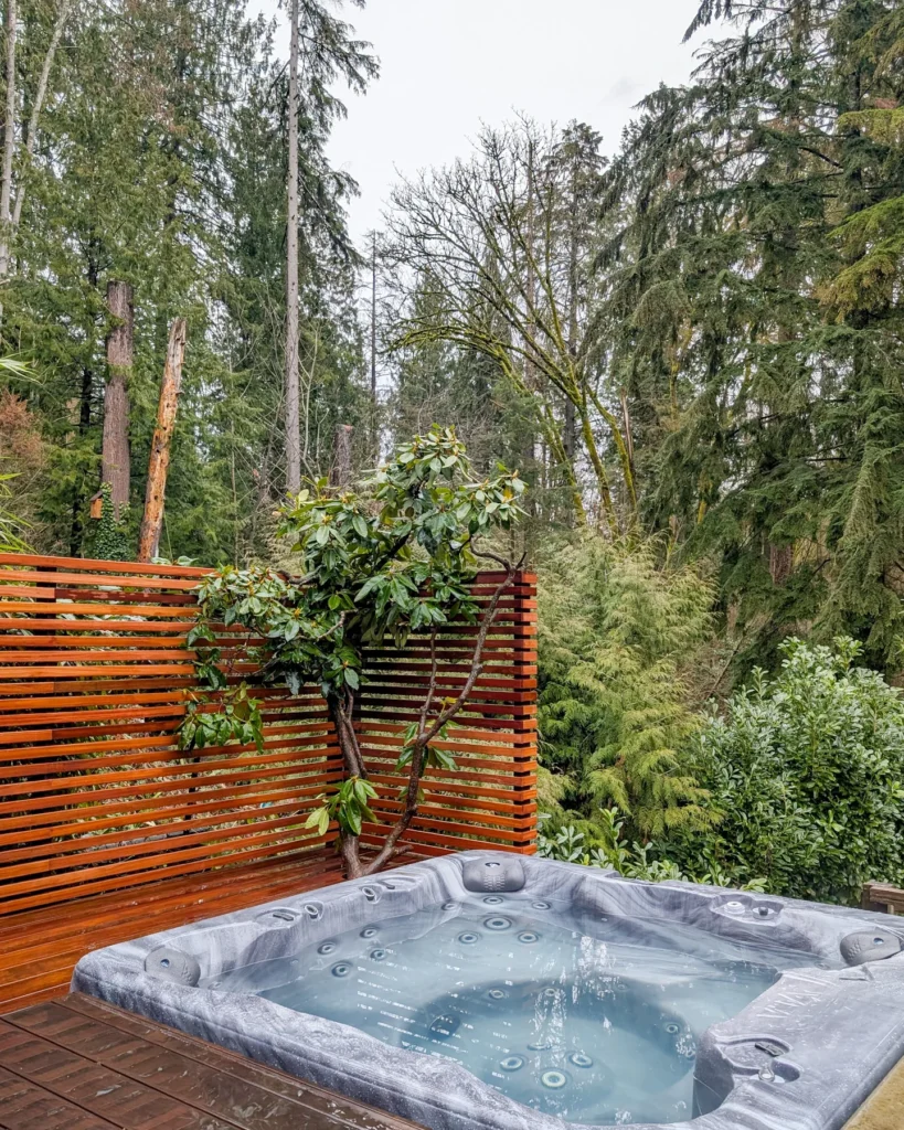 Secluded Spa Escape Hot Tub and Wooden Privacy Screen

