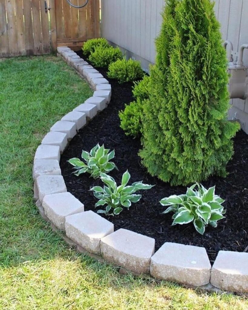 Simple and Green Front Yard Planting Bed
